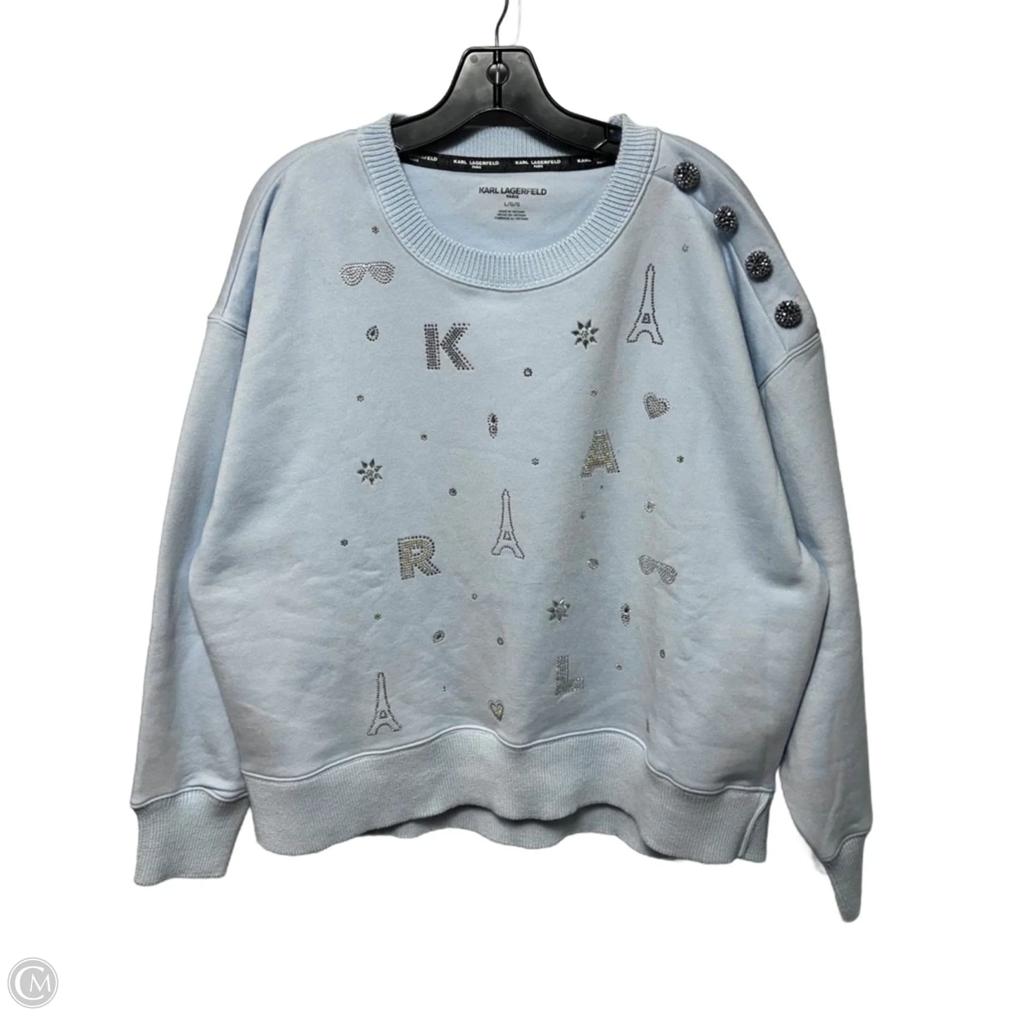 Crewneck Sweatshirt Designer By Karl Lagerfeld In Blue, Size: L