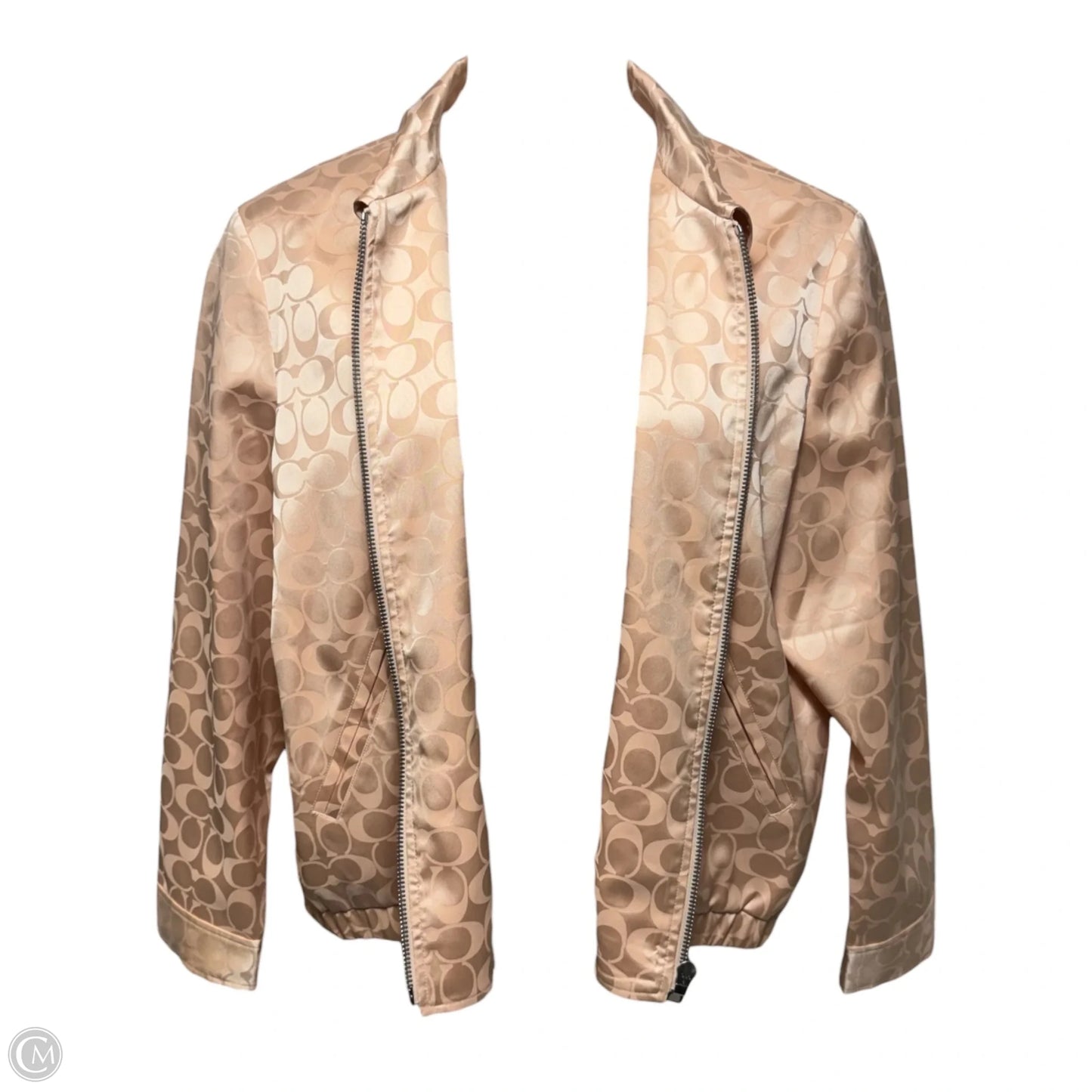 Tonal Signature Souvenir Jacket Designer By Coach In Peach, Size: L