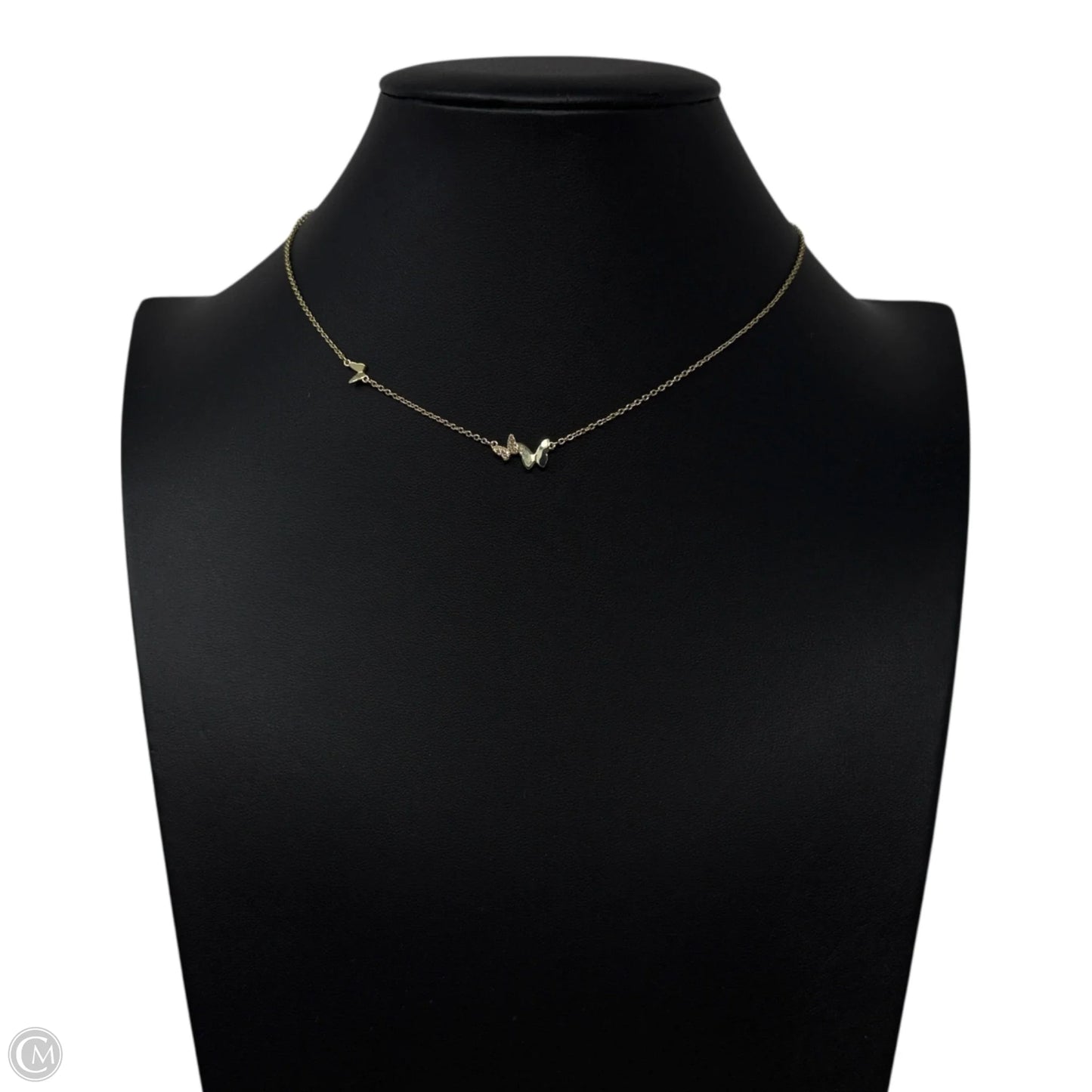 Gold Tone Tiny Butterfly Bar Necklace