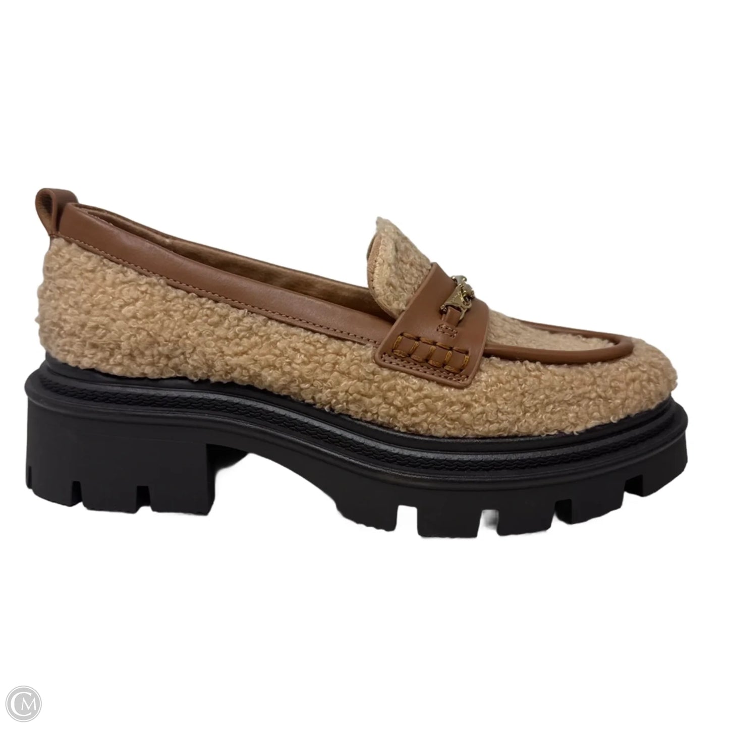Pierre Cozy Faux Shearling Lug-Sole Loafers By Clarks In Dark Blonde/Spiced Cognac , Size: 6.5