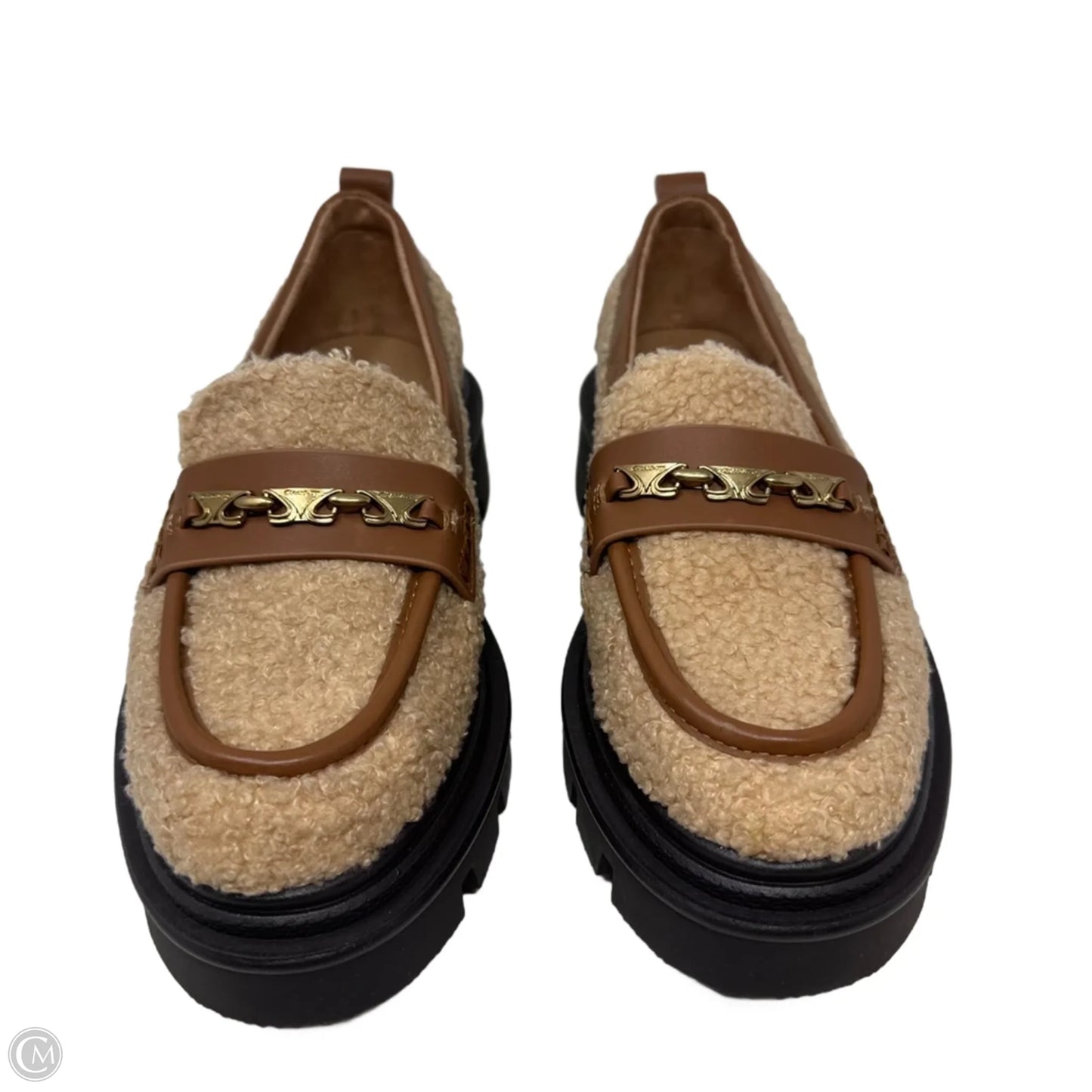 Pierre Cozy Faux Shearling Lug-Sole Loafers By Clarks In Dark Blonde/Spiced Cognac , Size: 6.5