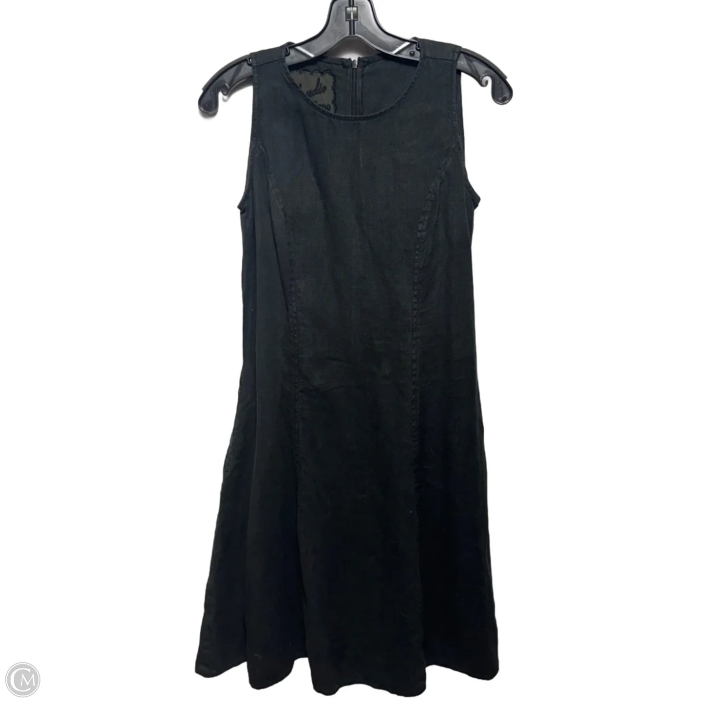 Italian Linen Sleeveless Dress By Claudio Milano In Black, Size: XS
