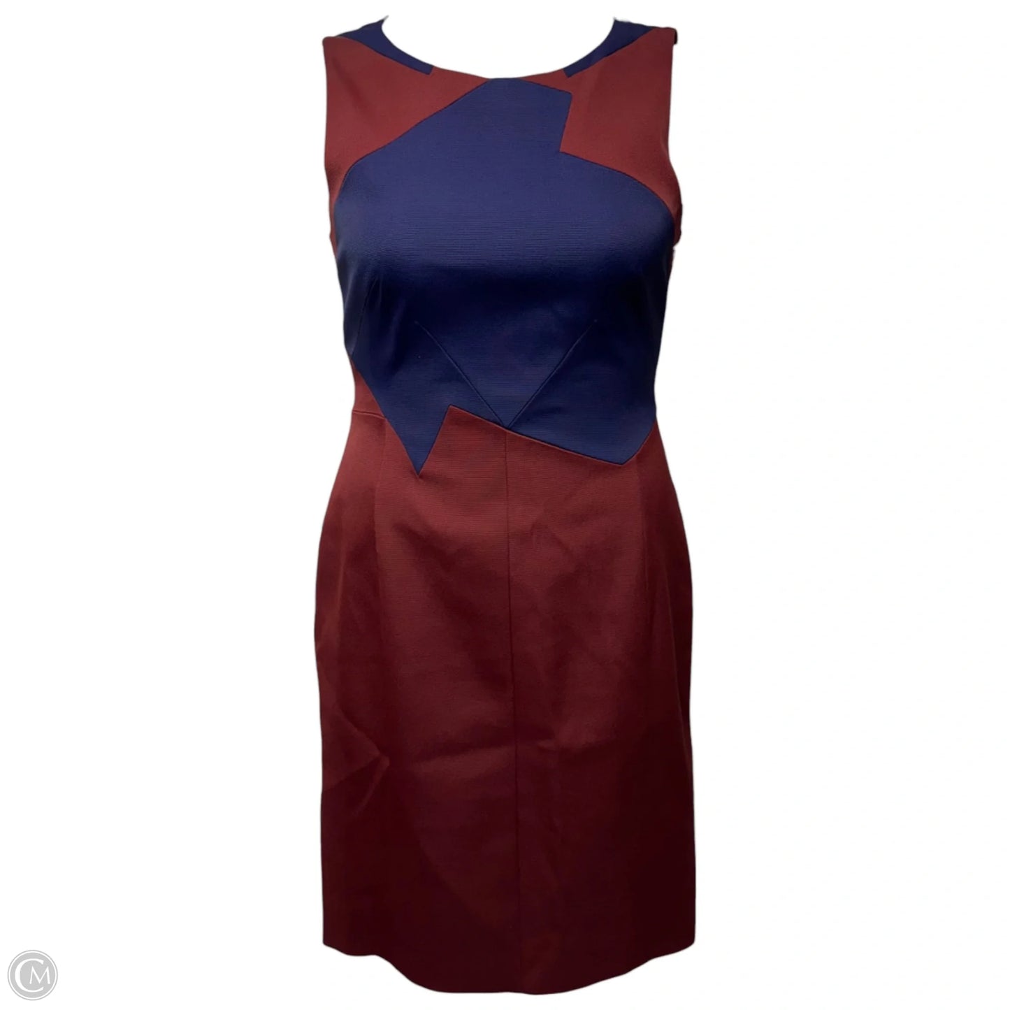 Colorblock Shift Midi Dress By Karen Millen In Blue & Red, Size: 8