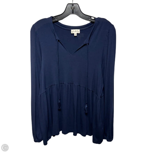 Top Long Sleeve By Wonderly In Navy, Size: M