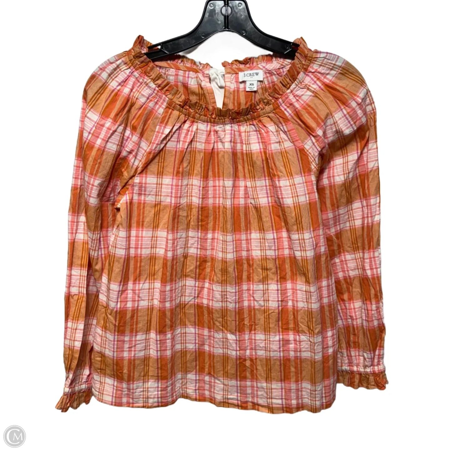 Top Long Sleeve By J. Crew In Plaid Pattern, Size: Xs