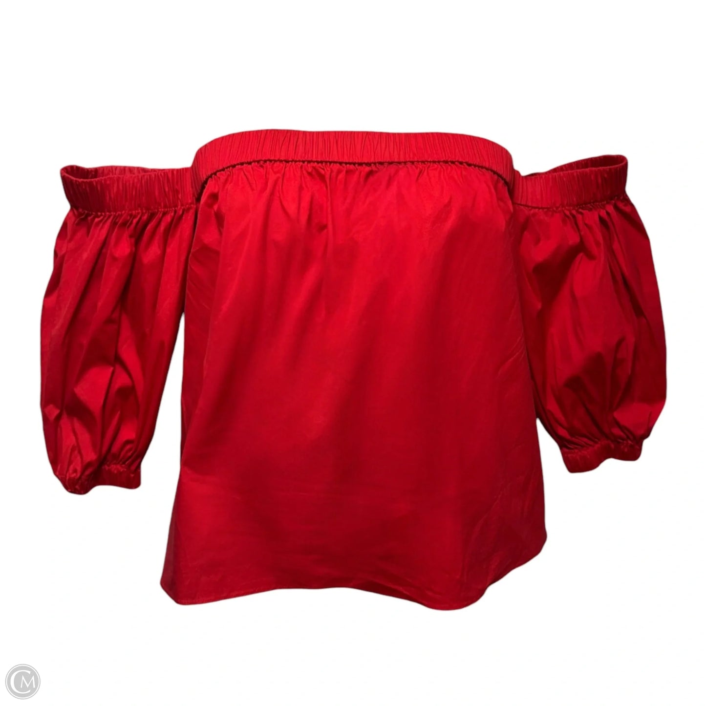 Cotton Poplin Off Shoulder Top 3/4 Sleeve Designer By Milly In Red, Size: M