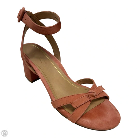 Rosabel Suede Shoes Heels Block By Vionic In Pink, Size: 8