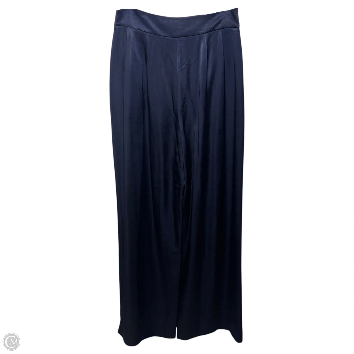 Satin Flood Length Tailored Trouser Pants Wide Leg By Ted Baker In Navy, Size: S