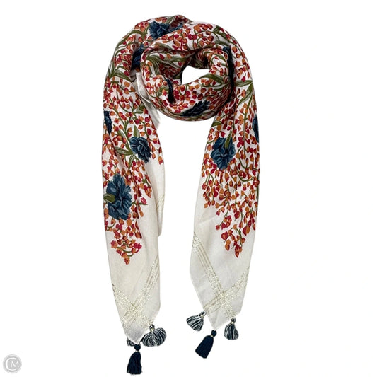 Floral Vines Tasseled Square Scarf In Barley Print By J. Jill