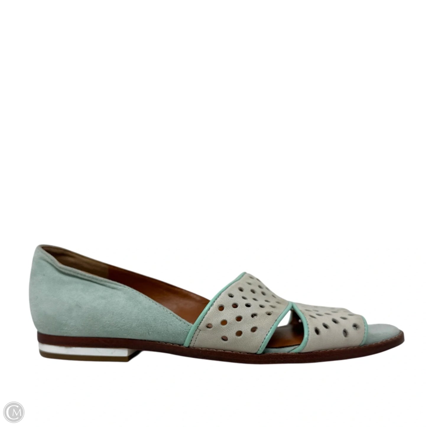 Sadie Perforated Suede Flats Designer By Rebecca Minkoff In Aqua, Size: 7.5