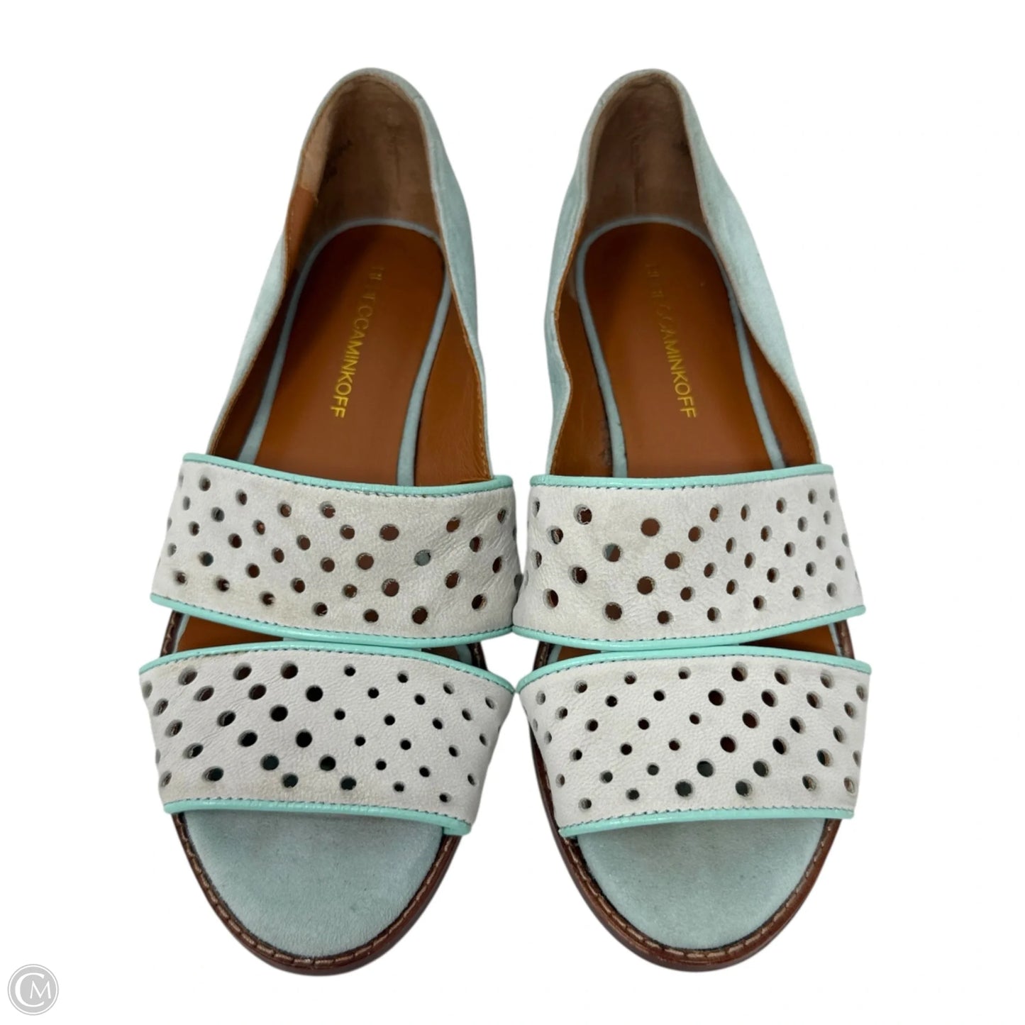 Sadie Perforated Suede Flats Designer By Rebecca Minkoff In Aqua, Size: 7.5