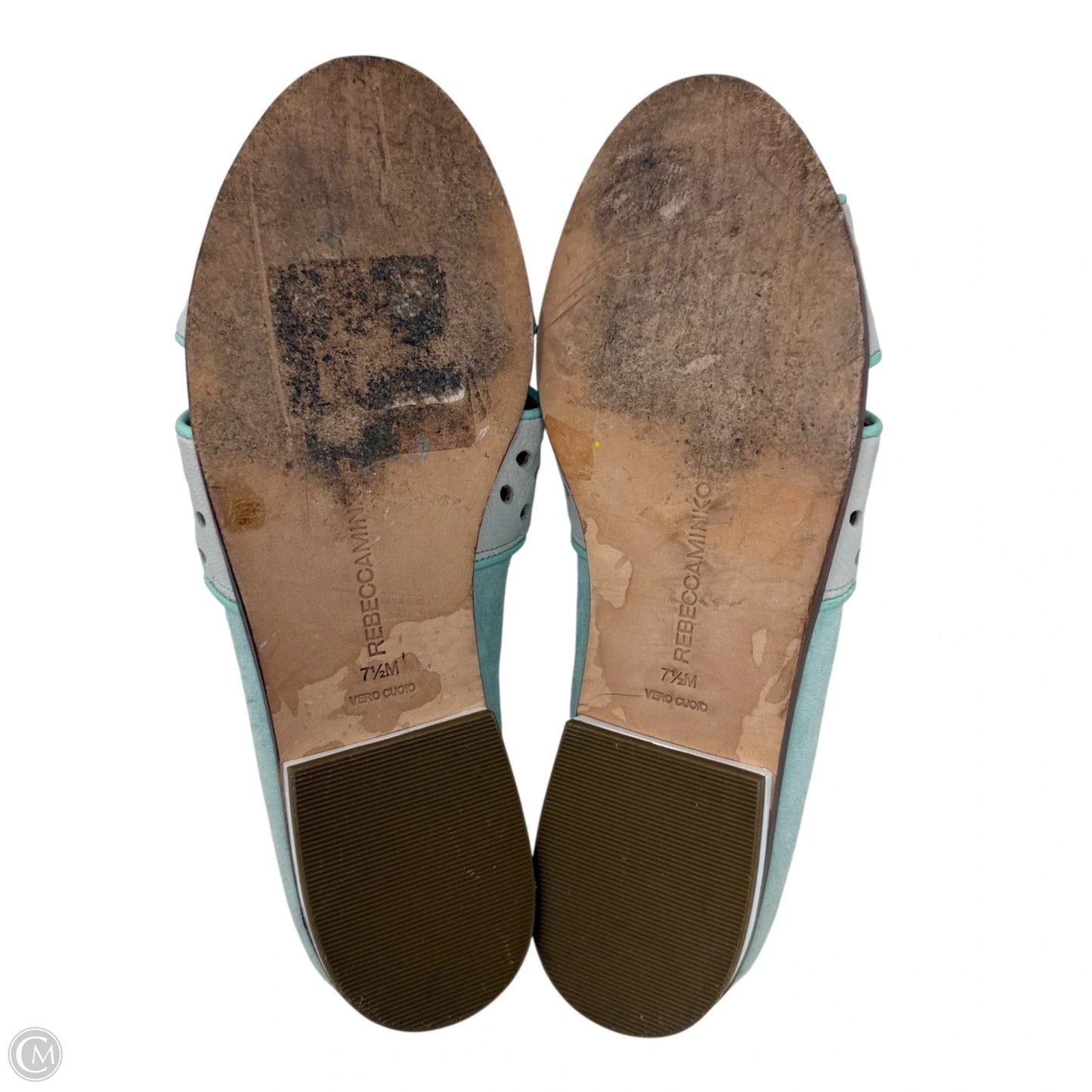Sadie Perforated Suede Flats Designer By Rebecca Minkoff In Aqua, Size: 7.5