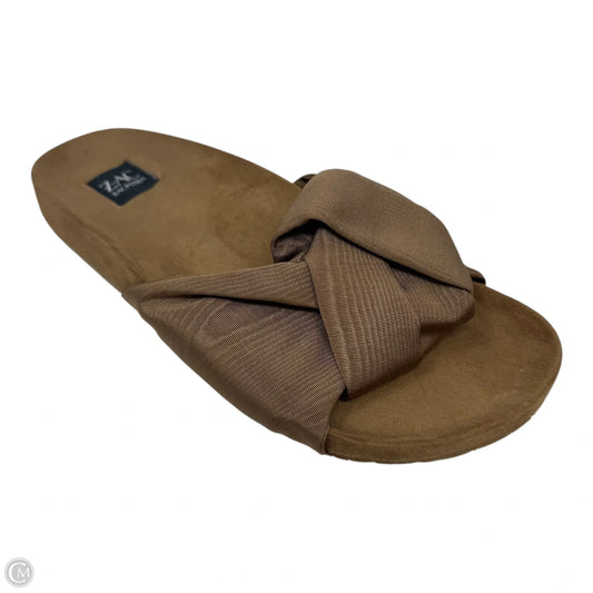 Slide Sandals Designer By Zac By Zac Posen In Brown, Size: 6