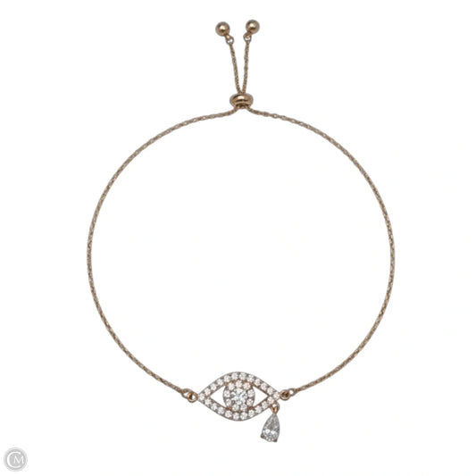 Rose Gold Tone & Crystal Evil Eye Bolo Bracelet