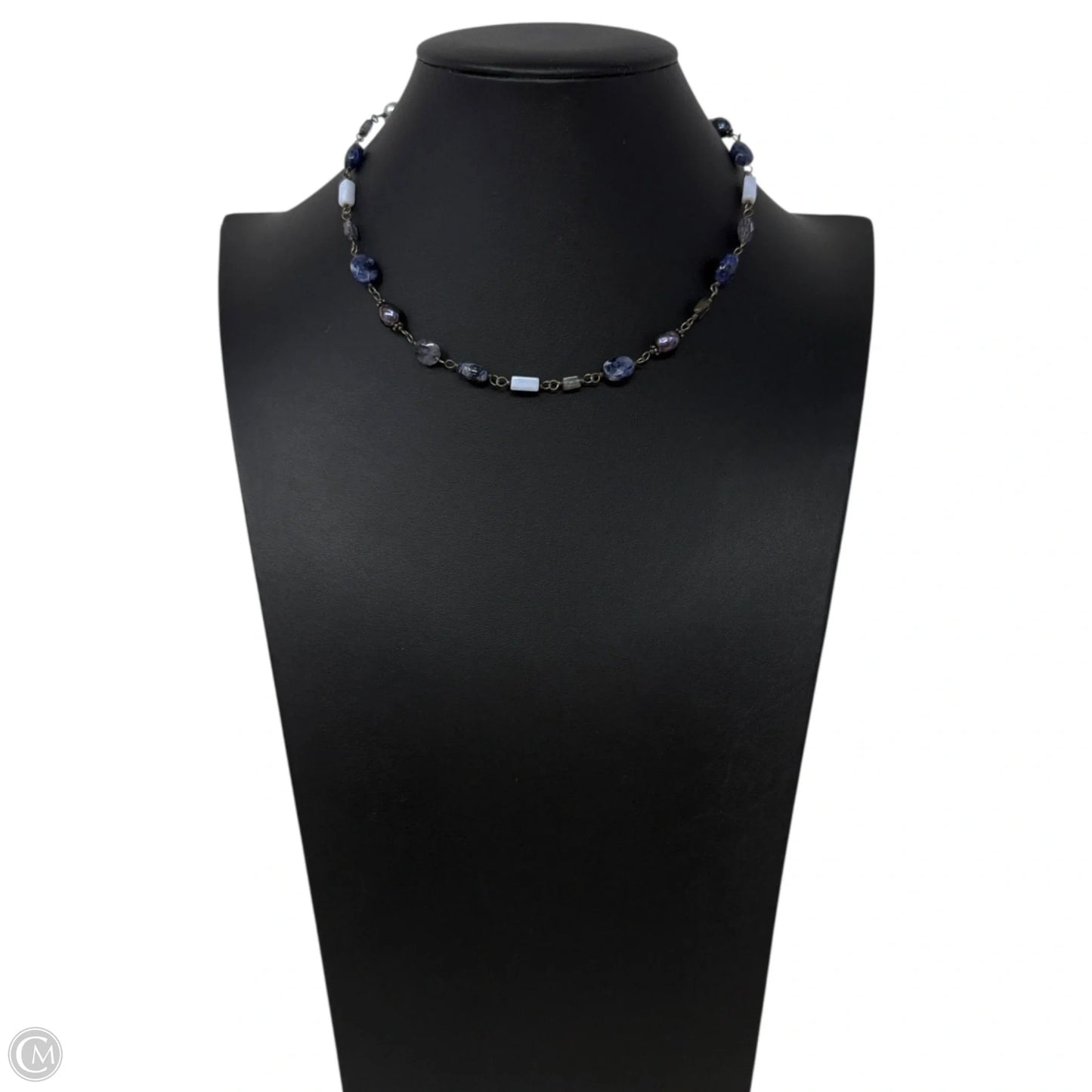 Retired Sodalite & Sterling Silver & Pearl Bead Necklace By Silpada