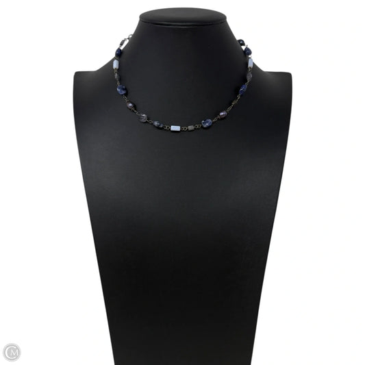 Retired Sodalite & Sterling Silver & Pearl Bead Necklace By Silpada