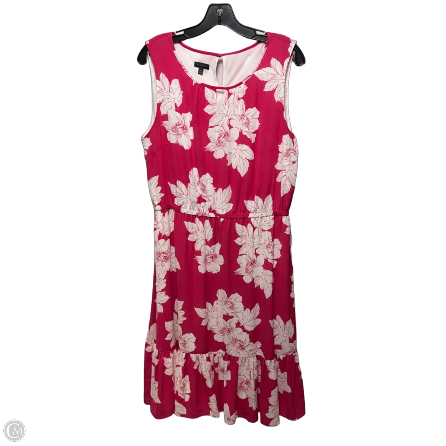 Dress Casual Midi By Talbots In Pink & White, Size: 14