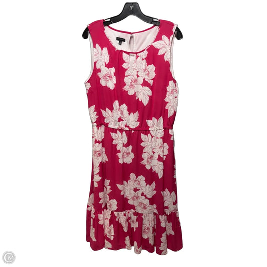 Dress Casual Midi By Talbots In Pink & White, Size: 14