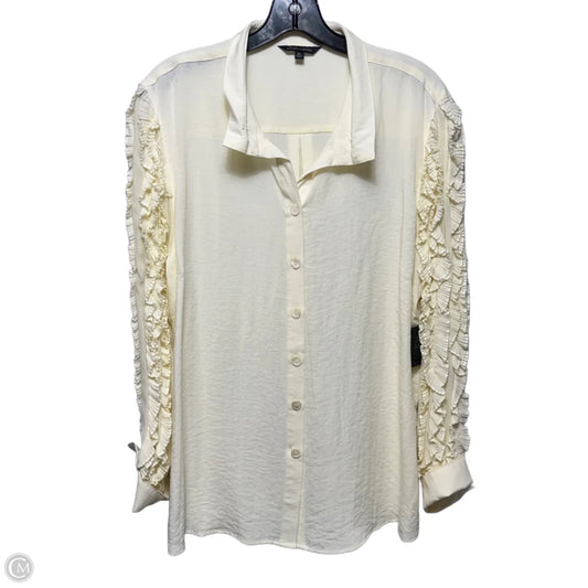 Ruffle Sleeve Top Long Sleeve By John Mark In Cream, Size: Xl