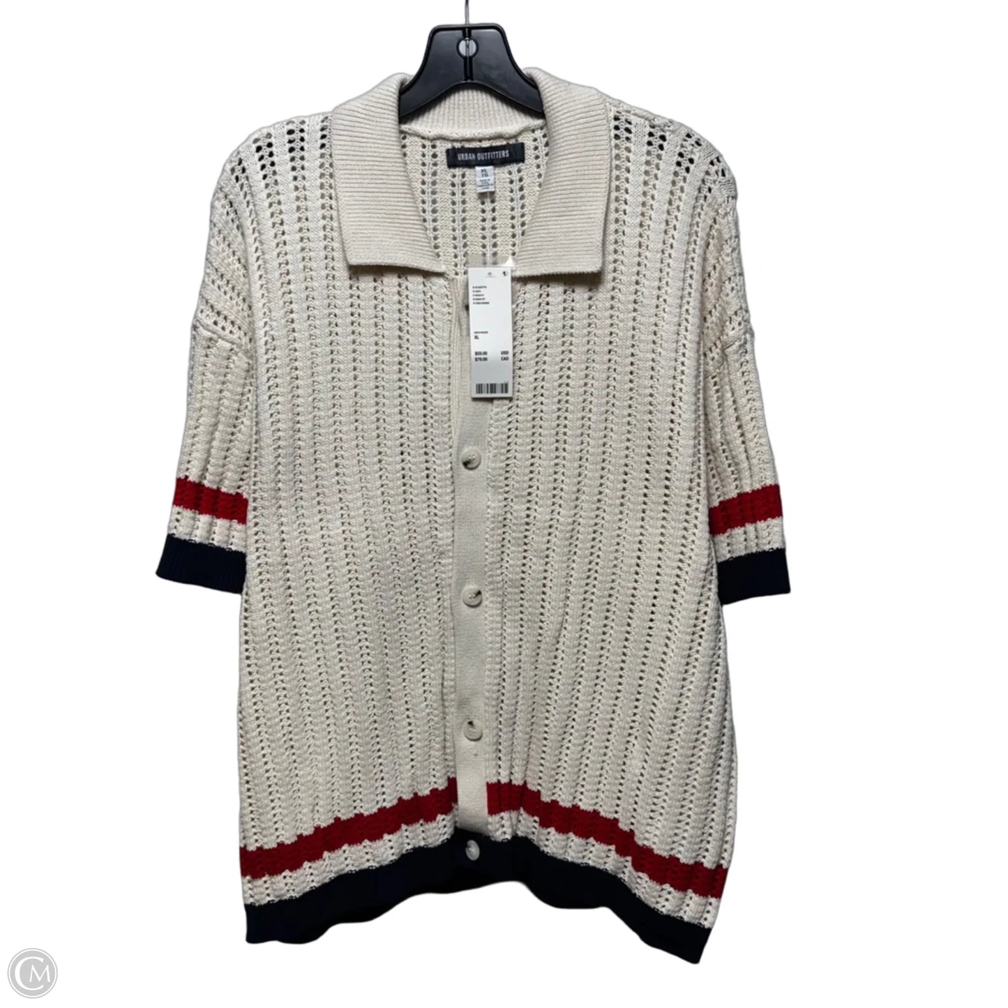 MEN’S Open Knit Sweater Short Sleeve By Urban Outfitters In Cream, Size: Xl MEN’S