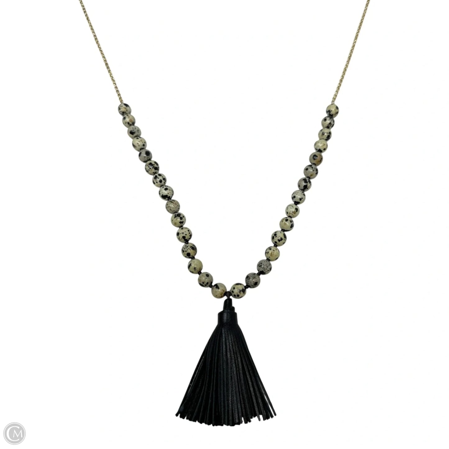 Dalmatian Stone Beaded Tassel Necklace Pendant By Kenneth Lane
