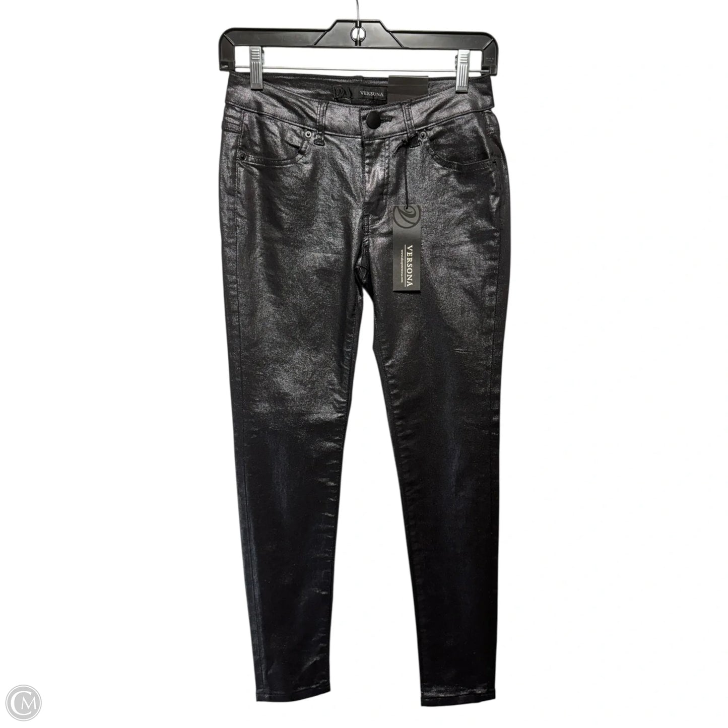Metallic Jeans Skinny By Versona In Black, Size: 0