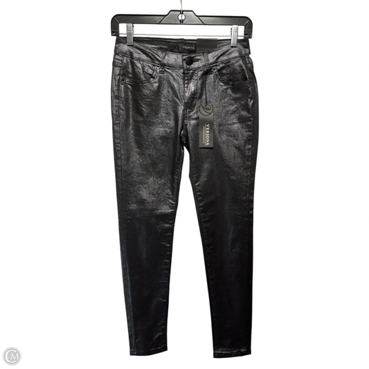 Metallic Jeans Skinny By Versona In Black, Size: 0