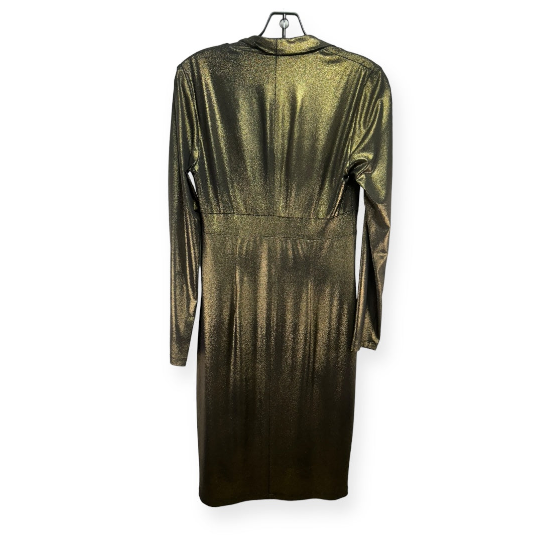 Gold Dress Party Midi David Meister, Size 6