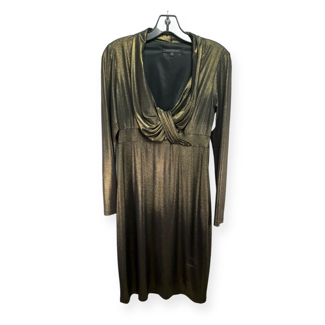 Gold Dress Party Midi David Meister, Size 6