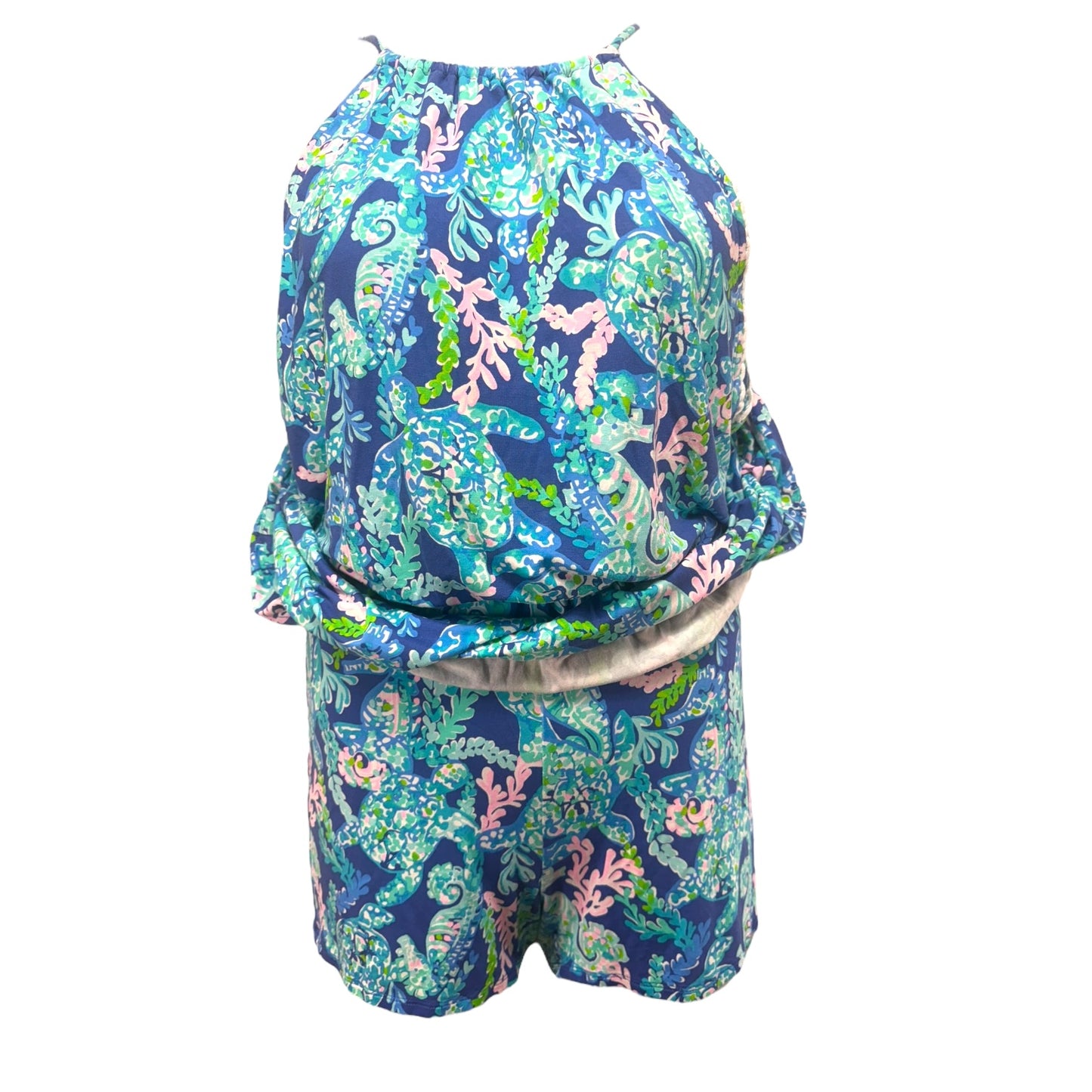 Gianna Skort Romper in Blue Sea Turtle Villa Corsica Lilly Pulitzer, Size M