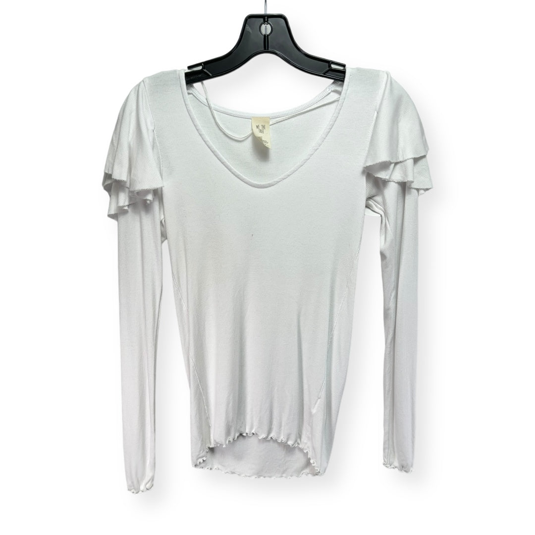 On Rewind Soft Stretch Ruffle Tee Top We The Free In White, Size S