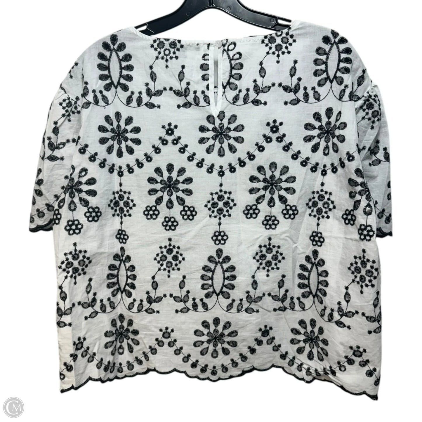 Top Short Sleeve By Adrianna Papell In Black & White, Size: M