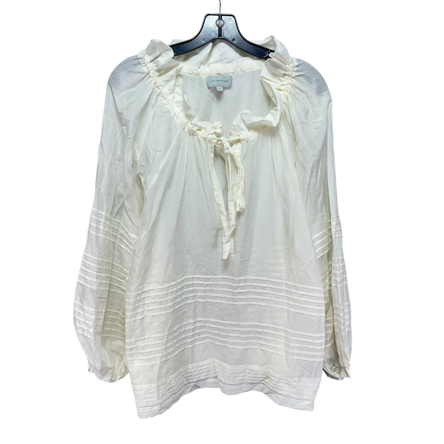 Top Long Sleeve By Lee Matthews In Cream, Size: 3X