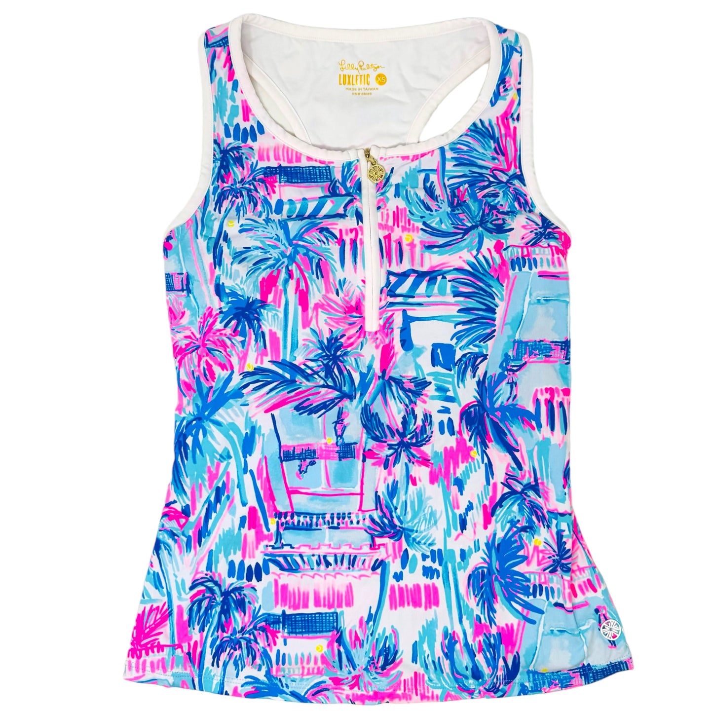 Luxletic Canna Bra Tank Top UPF 50+ By Lilly Pulitzer In Ravello Blue Perfect Match, Size: Xs