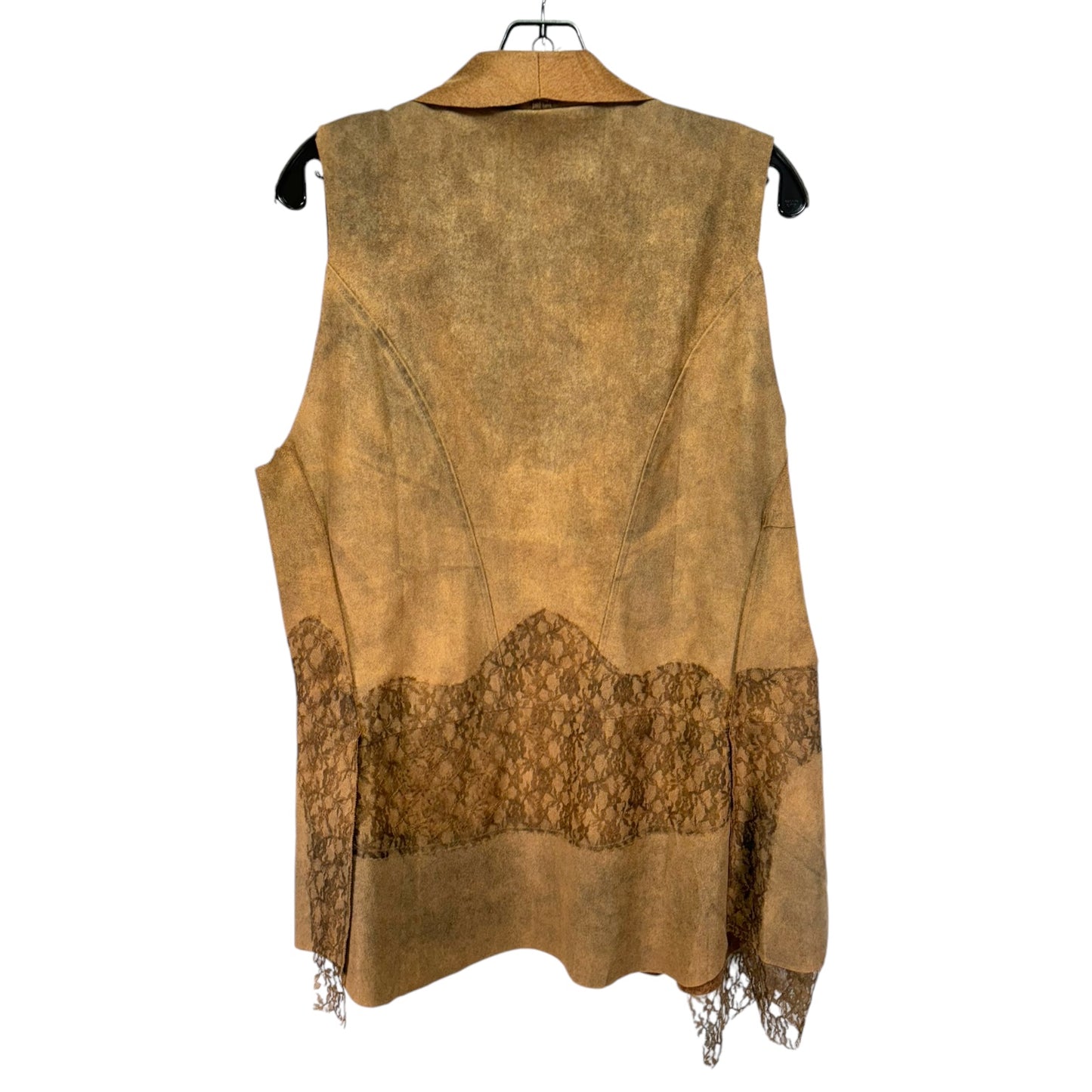 Faux Suede & Lace Vest Other By Vocal In Brown, Size: Xl