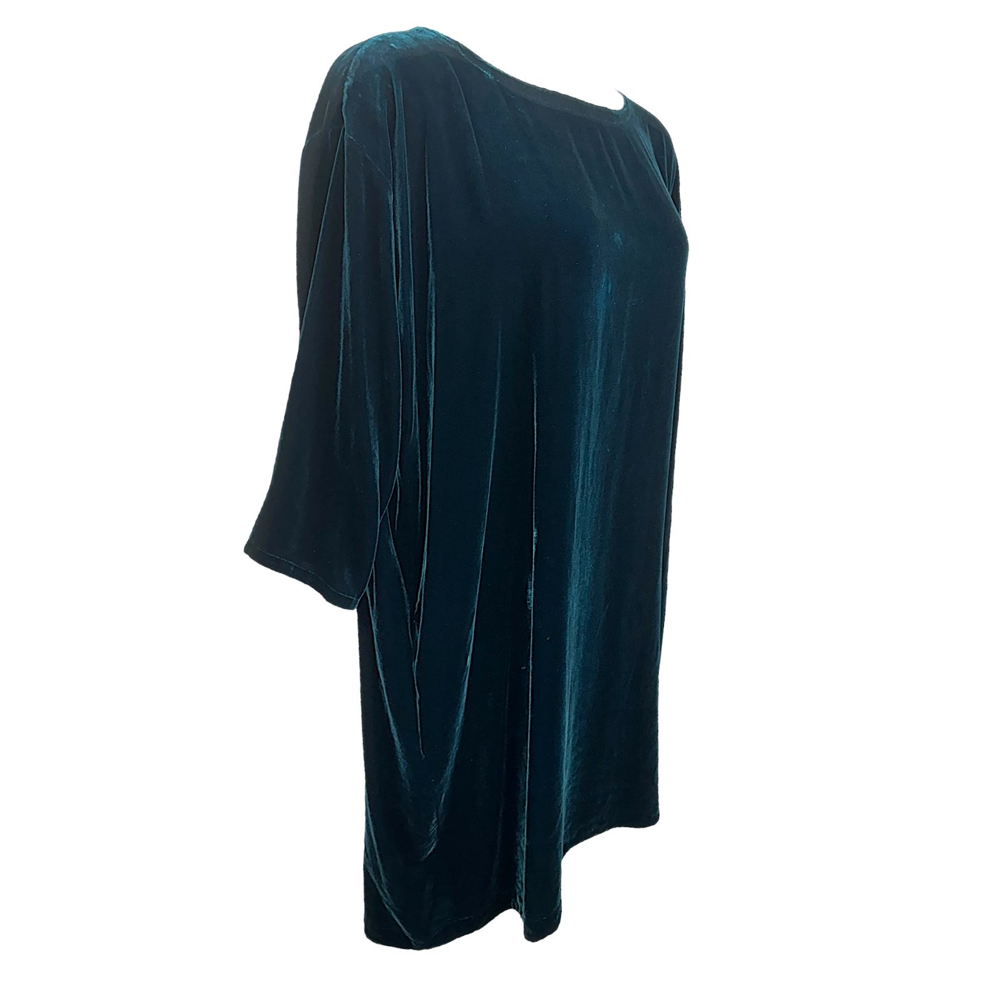 Velvet Silk Shift Dress Designer By Eileen Fisher In Blue, Size: XL