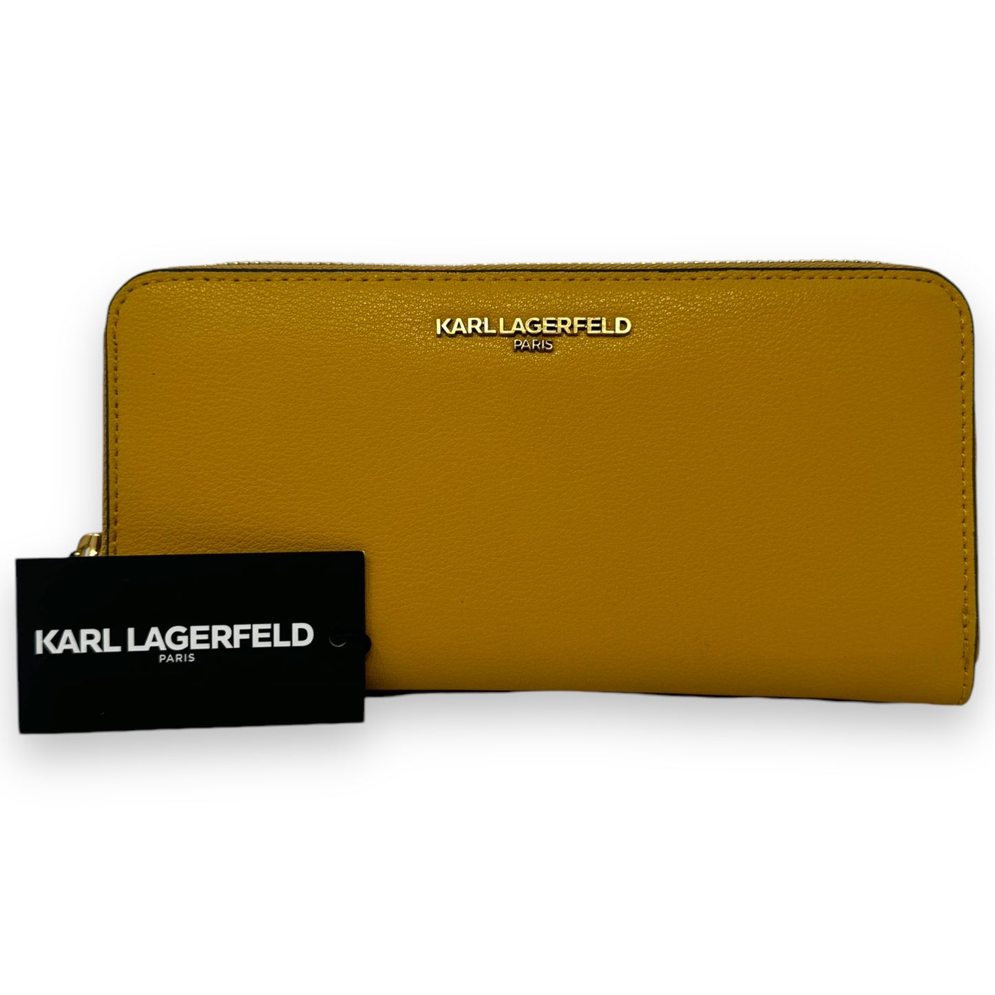 Leather Zip Around Wallet By Karl Lagerfeld, Size: Medium