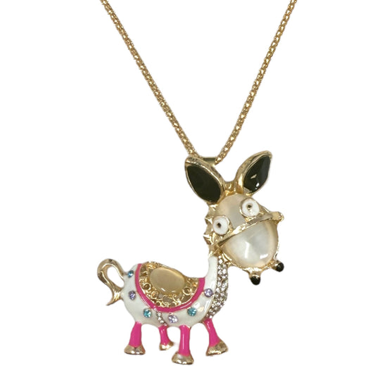 Crystal & Enamel Donkey Pendant Necklace By Betsey Johnson