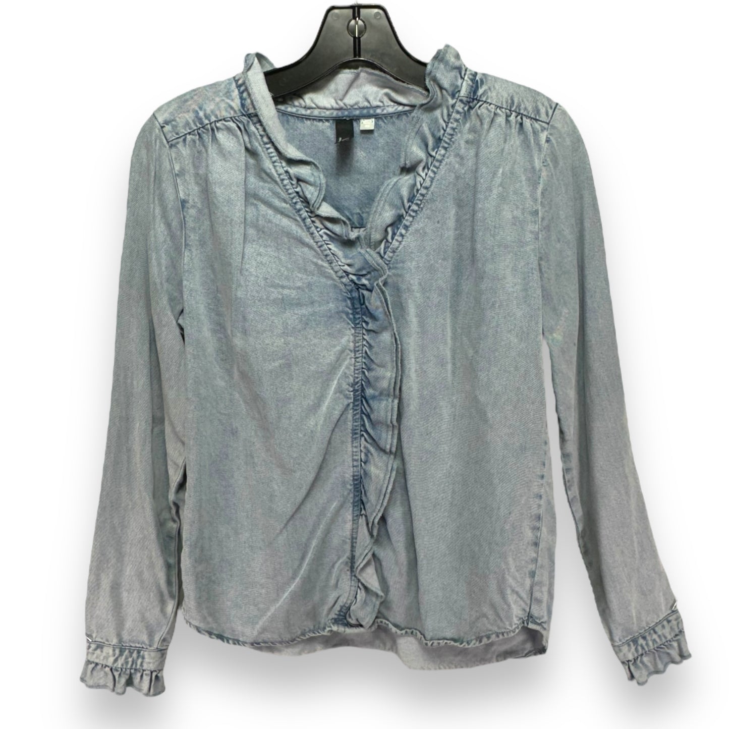 Top Long Sleeve By Kut In Blue Denim, Size: Xs