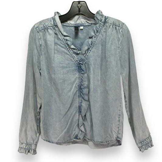 Top Long Sleeve By Kut In Blue Denim, Size: Xs