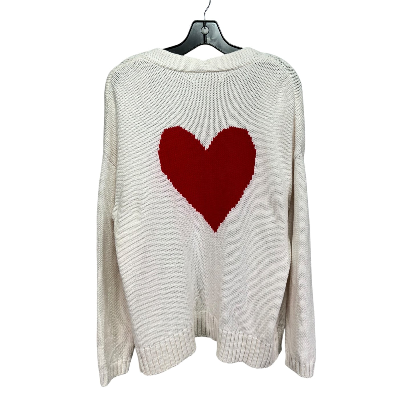 Heart Sweater Cardigan By Loft In Cream, Size: L