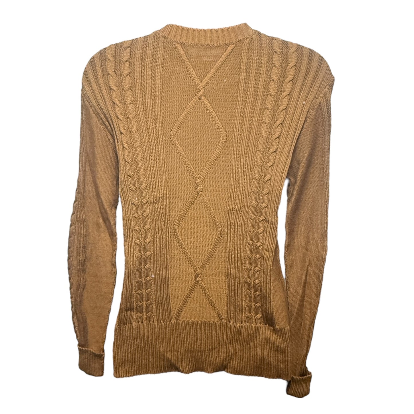 Pima Cotton Cable Knit Pullover Sweater By Peruvian Connection In Brown, Size: M