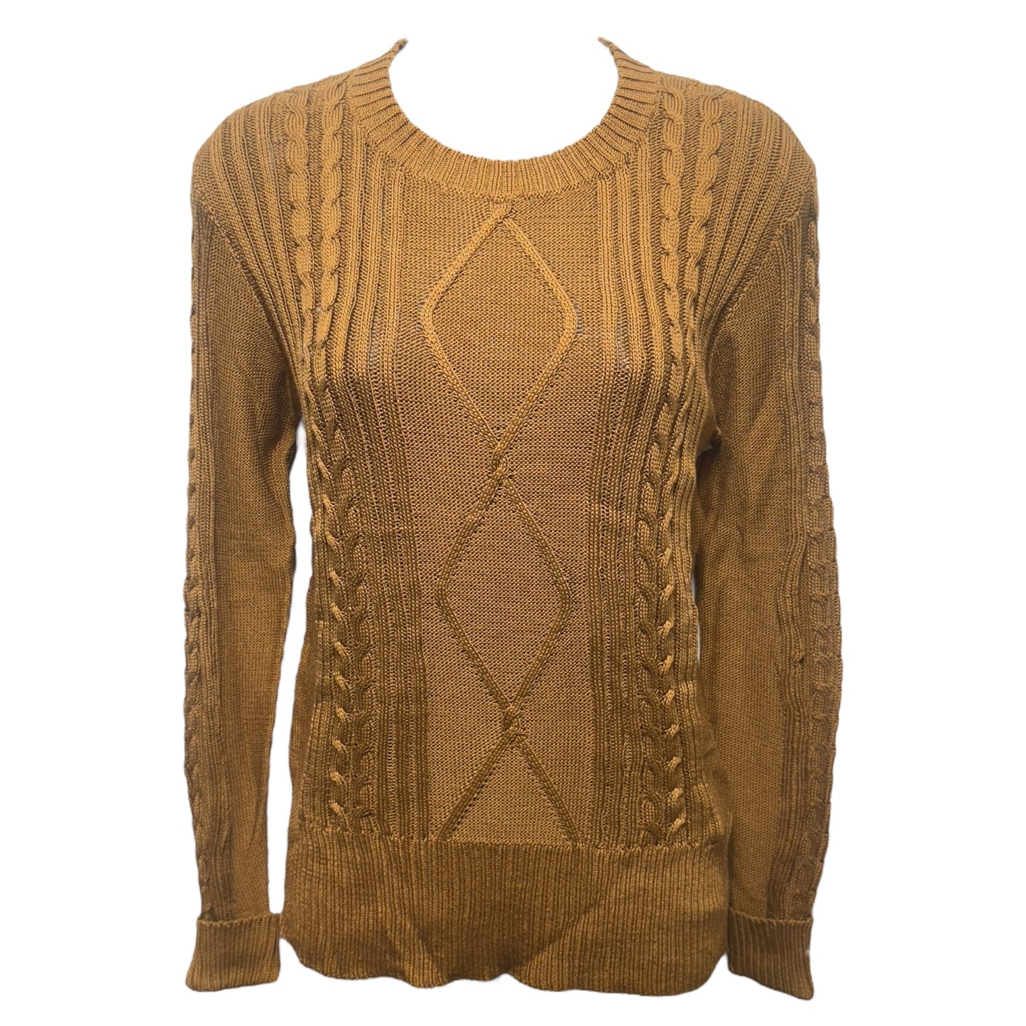 Pima Cotton Cable Knit Pullover Sweater By Peruvian Connection In Brown, Size: M