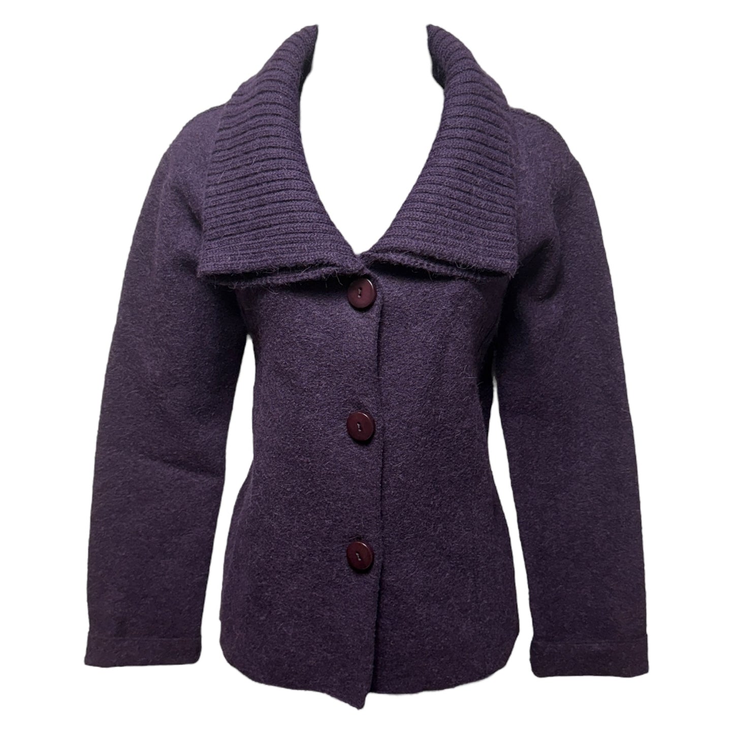 Alpaca Wool Blend Cardigan Sweater By Kuna In Purple, Size: M