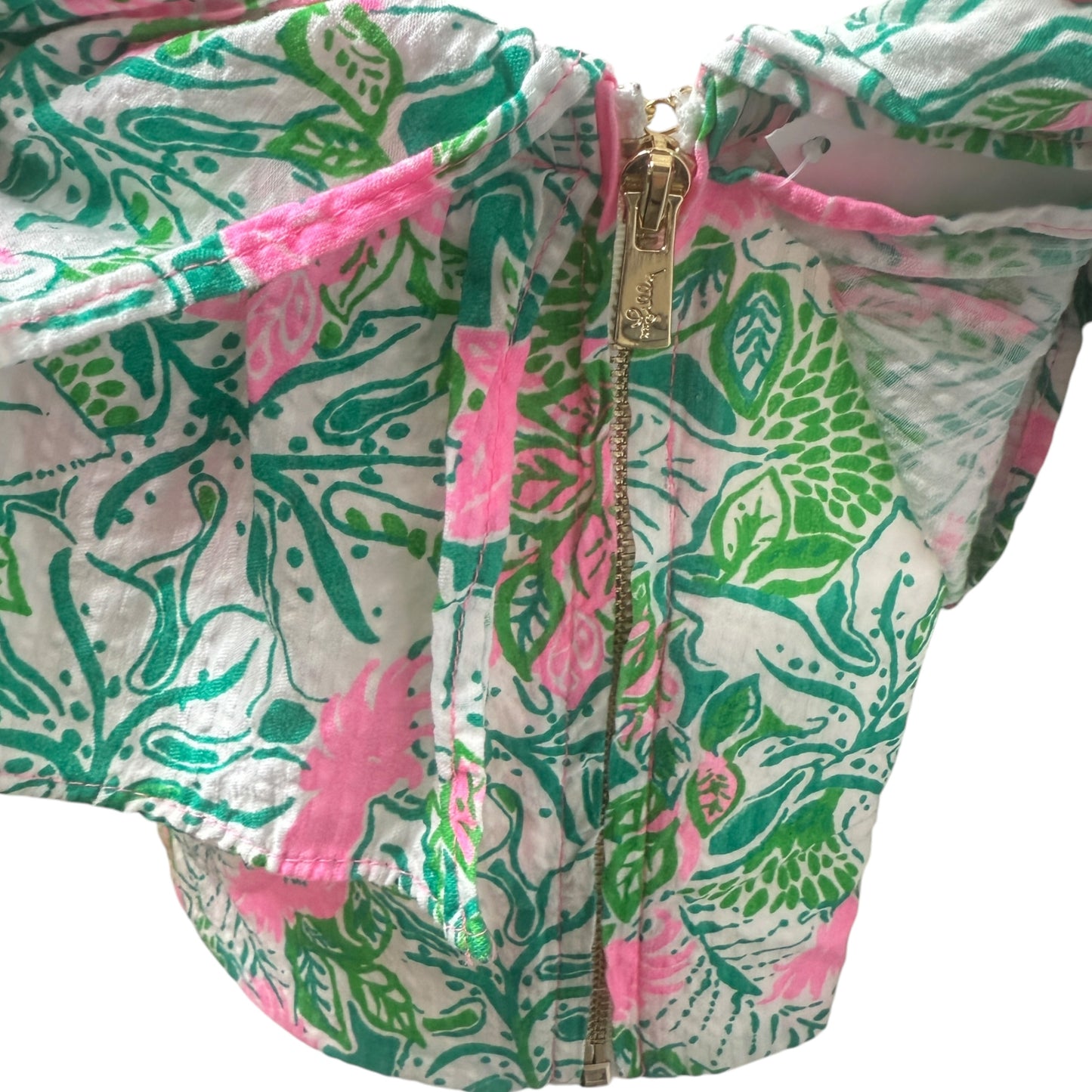 Kassida Ruffle Top Designer By Lilly Pulitzer In Botanical Green Just Wing It, Size: 10