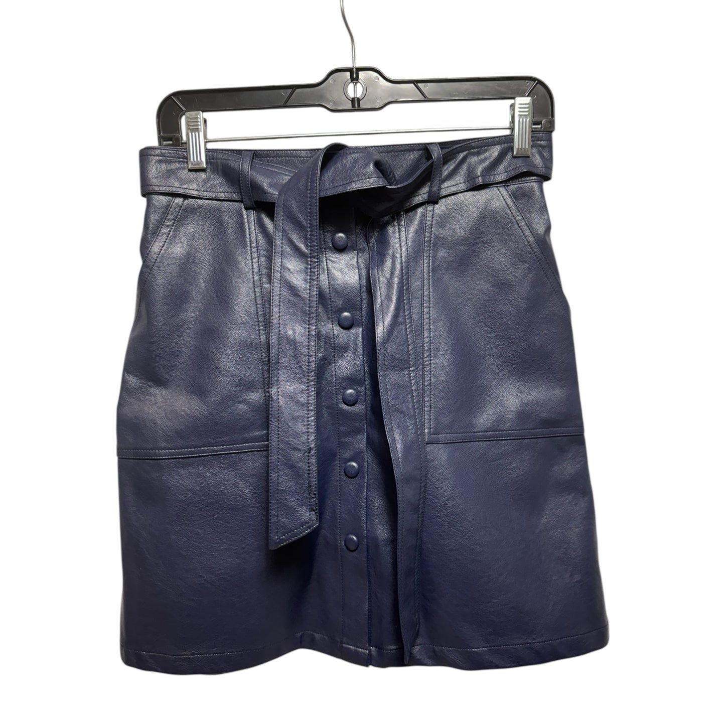 Faux Leather Belter Skirt Mini & Short By Frnch In Navy, Size: Xs