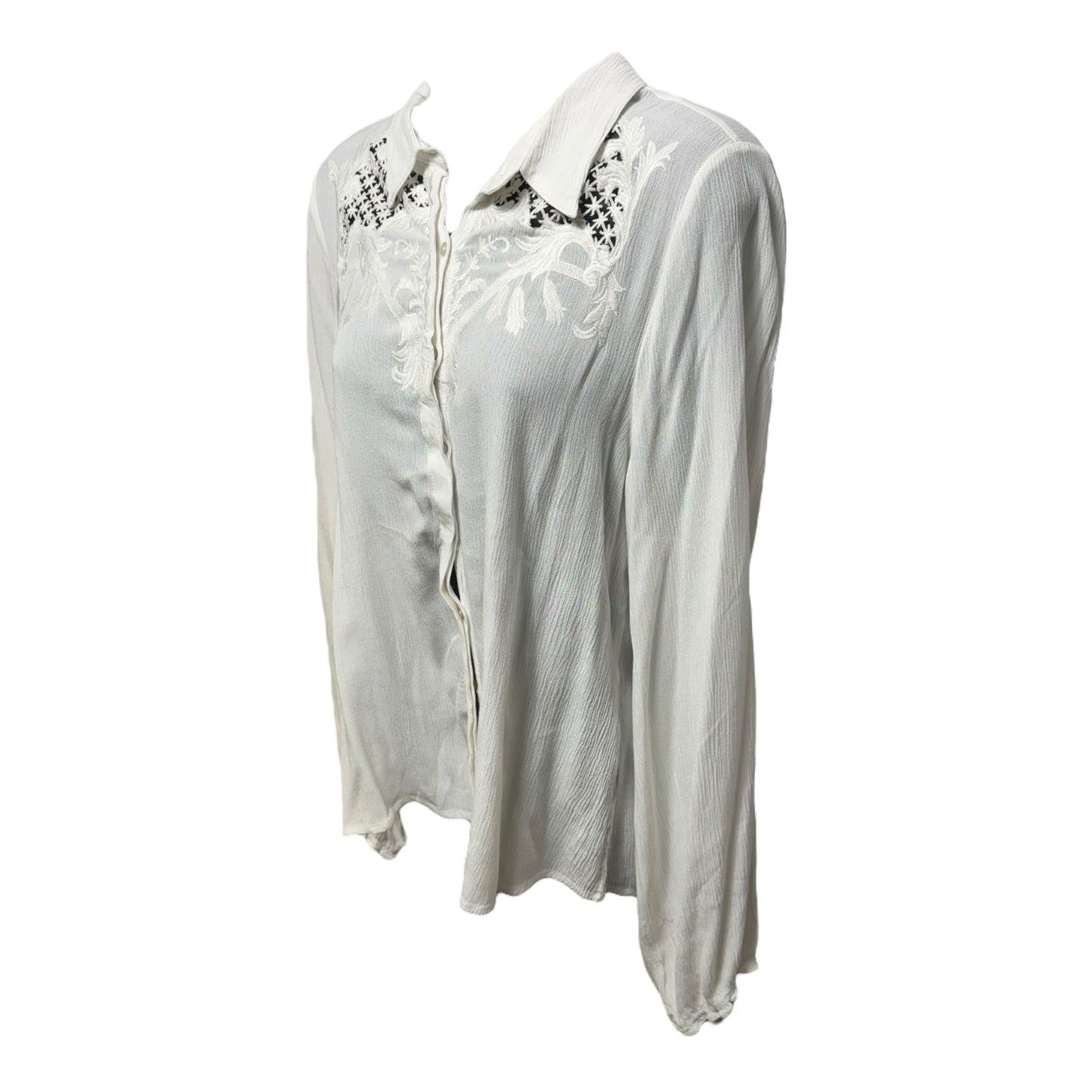 Top Long Sleeve By Farm Rio In White, Size: 6