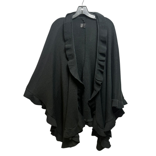 Ruffle Trim Shawl Sweater By Cejon In Black, Size: Osfm