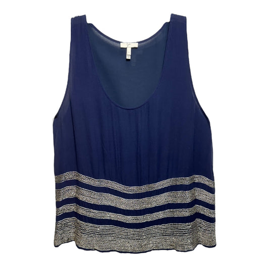 Silk Beaded Tunic Sleeveless By Joie In Navy, Size: L