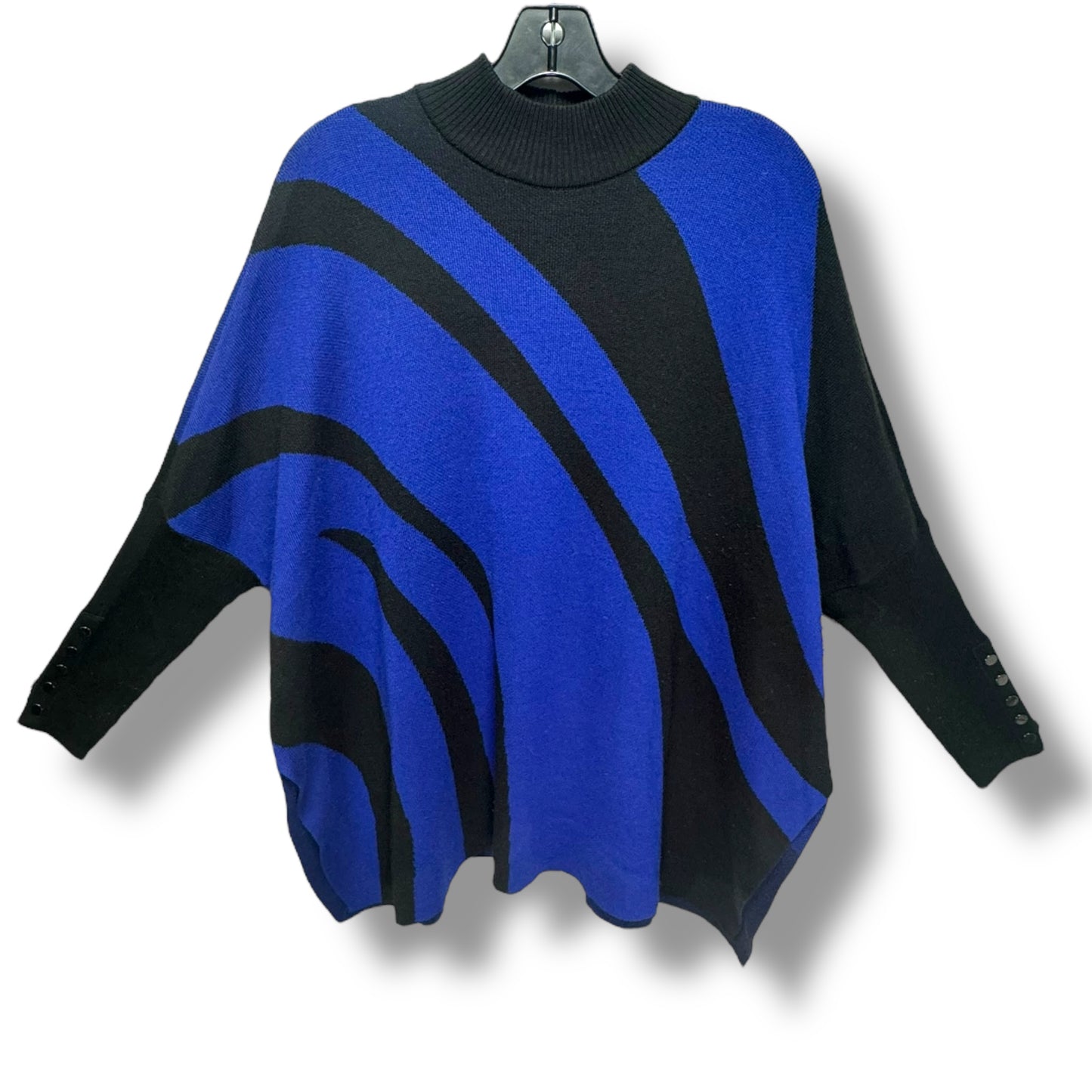 Sweater By Chicos In Black & Blue, Size: M